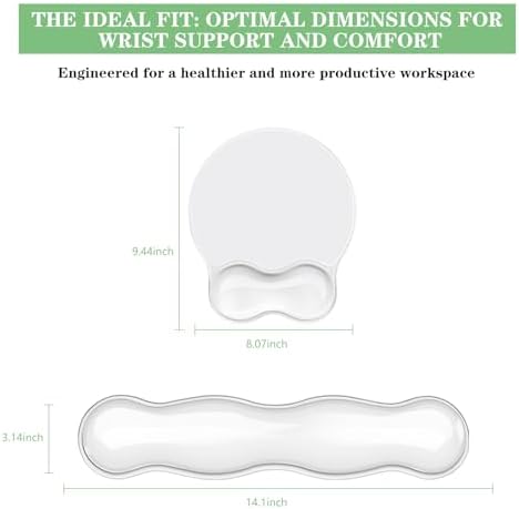 Gel Wrist Rest for Keyboard and Mouse Pad Set - Clear White