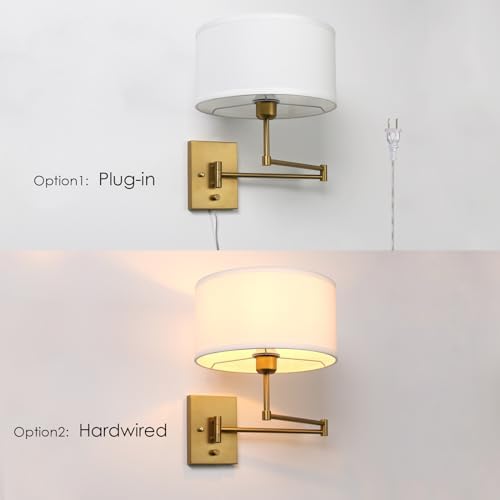 Vintage White Textile Fabric Plug-in Cord Sconce Wall Lighting