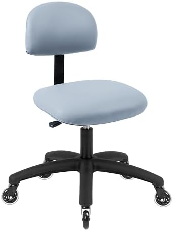 FSS Series Square seat Low (18"-23") seat Height Chair. Vinyl-for Office, Garage, Desk, Shop, Computer, Doctor, Medical, Easy to Clean! NO Footring (Gray, Low, Rubber Roller Casters)