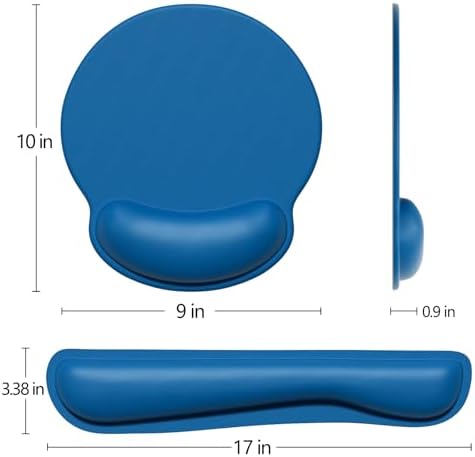 Dapesuom Keyboard Wrist Rest and Mouse Pad with Wrist Support, Memory Foam Cushion for Keyboard and Mouse Set, Ergonomic Desktop Pad Rests with Non Slip Base for Easy Typing & Pain Relief, Dark Blue