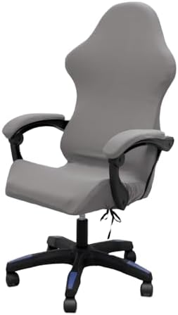 Gaming Chair Cover Set with Armrest Covers, Stretch Ruffled Slipcover for Racing Office Computer Reclining Chairs (Smoky-Gray)