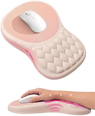 Ergonomic Mouse Pad with Sloped Memory Foam Wrist Rest, Almond Pink