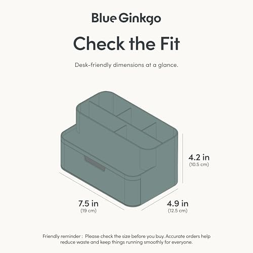 BLUE GINKGO Compact Desk Organizer, Green, Made in Korea