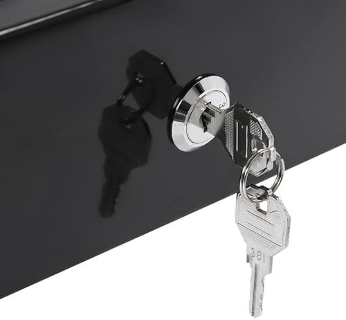 18'' Under Desk Mounted Sliding Pull-out Drawer, Pull-out Drawer with Lock, Computer Pad, Space-Saving, for Office Desk, Pull Handle, Storage Organizer for Sit Stand Workstation, Black
