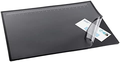 Artistic Logo Pad Engineering Desk Mat Pad for Desktop Organization & Document Protection, Printed Ruler Measurements, Black/Clear, 19" x 24"