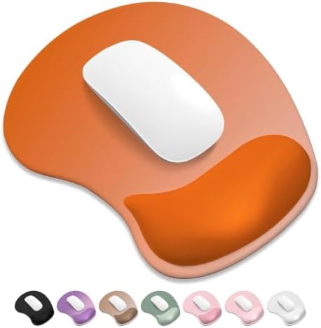 ITNRSIIET Ergonomic Mouse Pad, Cushioned Gel Wrist Rest, Non-Slip Base, Smooth Surface, Cute Multi-Color, 9.5 x 8.2 in, Peach