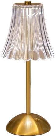 Cordless Table Lamps for Home,Table,Dining Room, Gold Rechargeable Lamps, USB Charge 12'' Tall LED Brass Portable Outdoor Indoor Table Lamp with Built-in Dimmer (Clear)