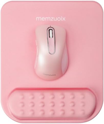 memzuoix Pink Ergonomic Mouse Pad with Wrist Rest Support,Premium Memory Foam Cushioning for Pain Relief, Non-Slip PU Base for Stable Smooth Control - Perfect for Laptop, Computer, and Home Office