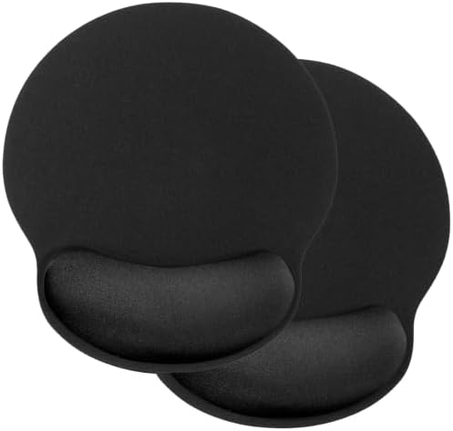 2 Pack Ergonomic Gaming Mouse Pad with Wrist Support—Black