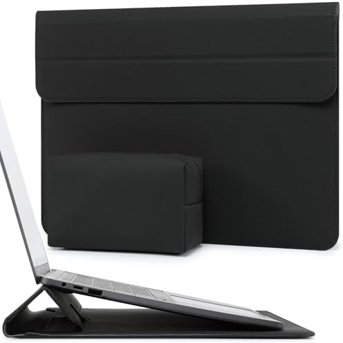 HYZUO 13 Inch Laptop Case Sleeve with Stand for MacBook Air, Black