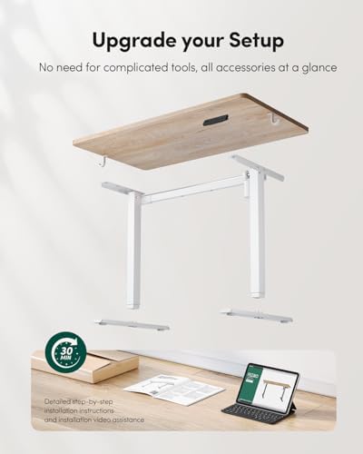 CubiCubi 40 x 24 Small One-Piece Electric Adjustable Standing Desk, Maple