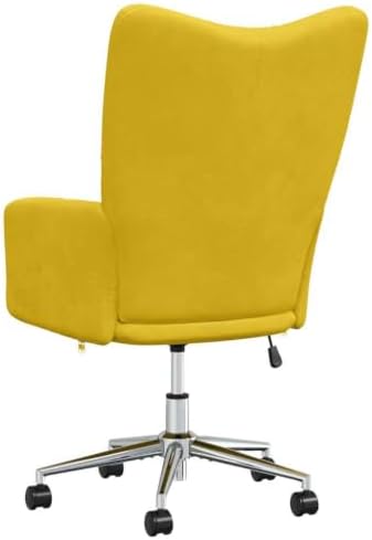 Velvet Relaxing Chair, Adjustable Height Office Seat - Mustard