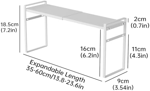 Extendable Narrow Tall Storage Shelf for Windowsill & Kitchen, White