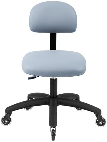 FSS Series Square seat Low (18"-23") seat Height Chair. Vinyl-for Office, Garage, Desk, Shop, Computer, Doctor, Medical, Easy to Clean! NO Footring (Gray, Low, Rubber Roller Casters)