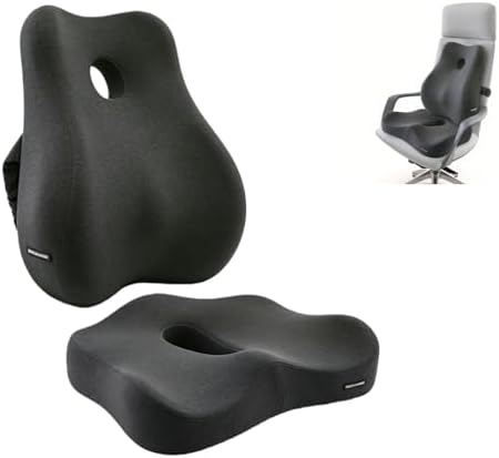 Seat Cushion & Lumbar Support Pillow Set for Office Chair, and Tailbone Discomfort with Lumbar Support Pillow and Seat Cushion - Perfect for Home,and Gaming Chairs Chair Cushion(Dark Grey)