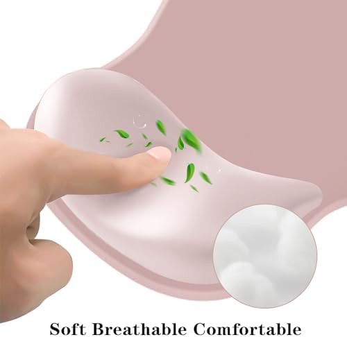 Mouse Pad with Wrist Rest,Ergonomic Mouse Pad with Comfortable Gel Wrist Rest Support and Non-Slip PU Base for Easy Typing Pain Relief, Durable and Washable (Gradient Pink White)