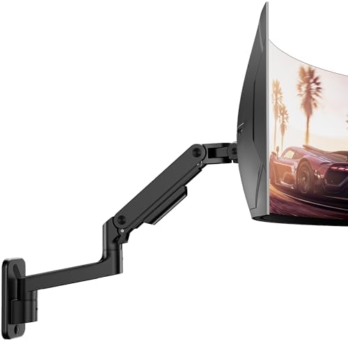 ARES WING Wall Mount Monitor Arm for 17-49 Inch Ultrawide Screens, Black