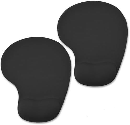 Mouse Pad with Wrist Support, 2-Pack Ergonomic Mousepad with Wrist Rest, Gaming Mouse Pad with Non-Slip PU Base, Relieve Pain Relief, for Home Office Computer Laptop, Black