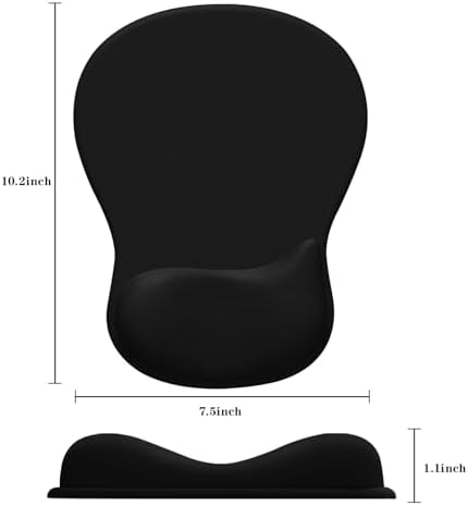 Mouse Pad with Wrist Rest,Ergonomic Mouse Pad with Comfortable Gel Wrist Rest Support and Non-Slip PU Base for Easy Typing Pain Relief, Durable and Washable(Black)