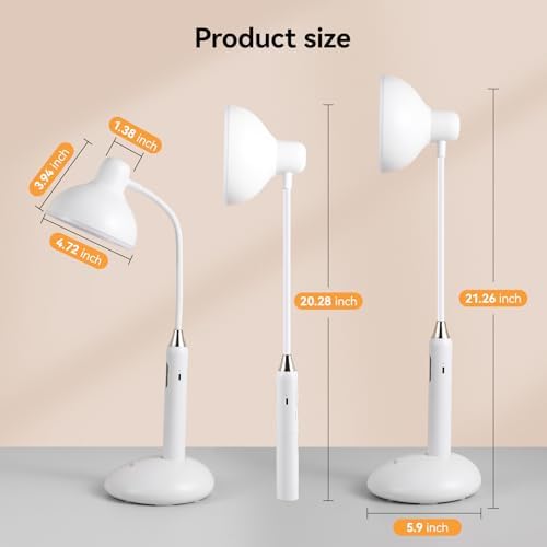 VAVOFO Eye-Caring Wireless Desk Lamp 6781-700 Lumens, 2700-7000K Adjustable Color Temperature, 360° Gooseneck, Touch Control & USB-C Charging, 2.5hrs Cordless Use (White)
