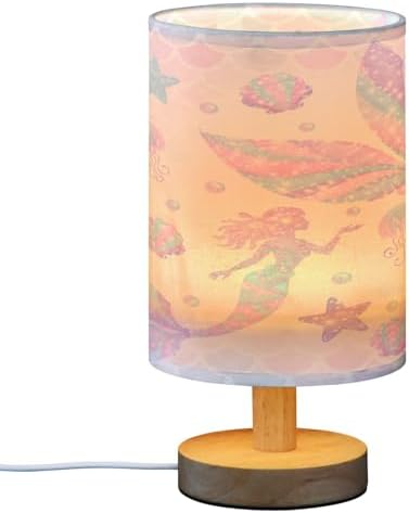 ALAZA Mermaid Starfish Jellyfish Seashell Decor Bedside Table Lamp with USB Port for Bedroom Nightstand Office Desk LED Bulb Included