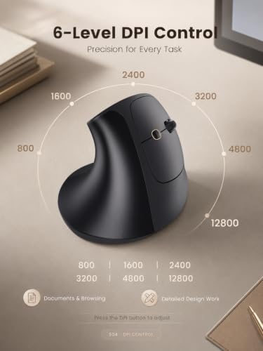 INPHIC X9 Pro Ergonomic Wireless Mouse 12800DPI Rechargeable Vertical Mouse
