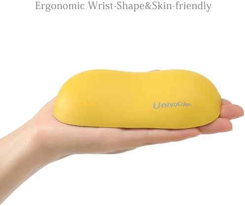 UnivoColors Design-Wave Set of Wrist Rest,Artificial Sheepskin+Memory Foam+Ergonomic+Anti-Slip Gel, Resilience Support During Work and Gaming,Keyboard Accessory,Yellow