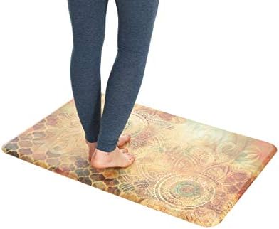 J&V TEXTILES Anti Fatigue Cushioned Comfort Mat, Ergonomically Durable, Supportive, Padded, Thick and Washable, Stain-Resistant, Kitchen, Garage, Office Standing Desk Mats (Boho Study Floral)