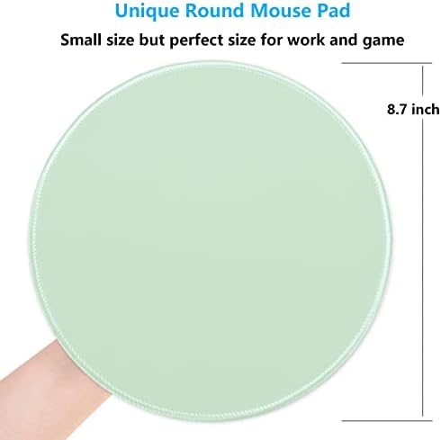 Dapesuom Round Mouse Pad, 8.7 x 8.7 Inch Premium-Textured Washable Non-Slip Rubber Base Cute Small Mouse Mat with Stitched Edge for Women Wireless Computer Laptop Gaming Desk Accessories, Lake Green
