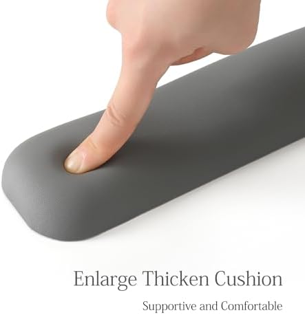 UnivoColors Design-Wave Keyboard Wrist Rest, Artificial Sheepskin+Memory Foam+Ergonomic+Anti-Slip Gel, Resilience Support During Work and Gaming,Keyboard Accessory,Grey