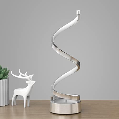 NUÜR Silver Infinity Spiral LED Table Lamp, Dimmable Bedside Lamp