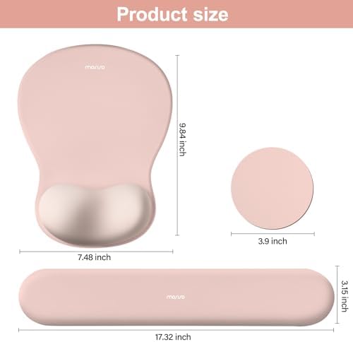 MOSISO Wrist Rest Support for Mouse Pad&Keyboard Set, Pink