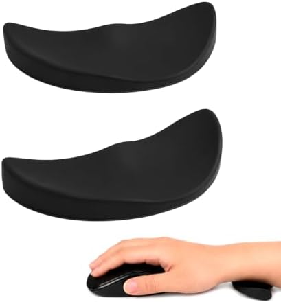 2 Pack Ergonomic Mouse Wrist Rest, Desk Silicone Sliding Wrist Pad, for Office, Gaming, Computer, Laptop, Carpal Tunnel Support, Wrist Pain Relief, Easy Typing (Black)