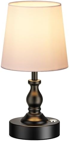 PARTPHONER Mini Cordless LED Table Lamp, 5200mAh Rechargeable Battery Operated Lamp, 3-Level Brightness, Touch Dimmable Desk Lamp, Bedside Night Light for Patio Camping Restaurant Home, Matte Black
