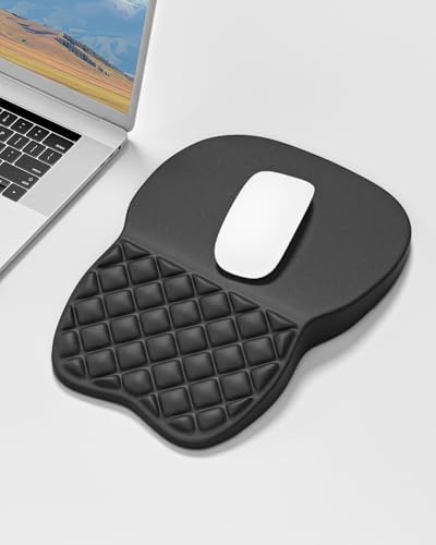 Auhoahsil Ergonomic Mouse Pad with Wrist Rest, Comfortable Slope Computer Mouse Mat with Wrist Support, Memory Foam Filling, Non-Slip Silicone Base, Pain Relief, for Gaming & Work, 8 x 12 in, Gray