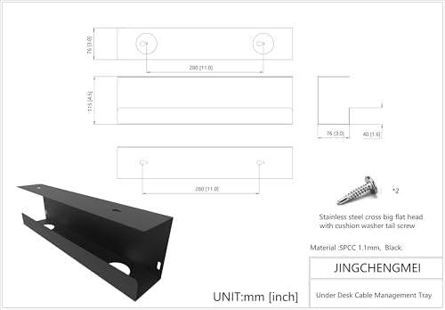 Under Desk 17 inch Wide Cable Management Tray