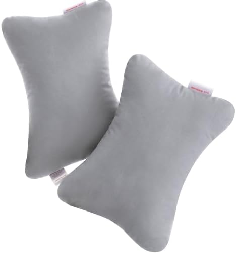 Pro Goleem 2-Pack Small Pillow, 7"x11" Mini Pillow for Travel, Camping, Sleeping, Nap & Neck, Lumbar, Knee Support, for Office,Bed, Car, Air, Tiny Cushion for Kids, Pets, Adults (Grey)