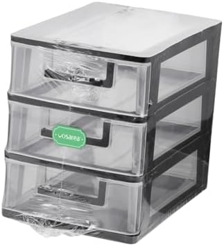 SEWACC 3 Layer Plastic Drawers, Desktop Organizer with Transparent Drawers