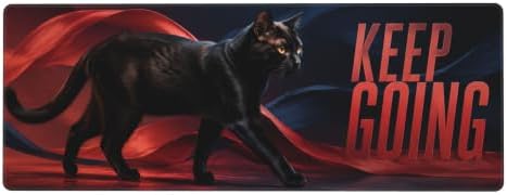 Black Cat Gaming Mouse Pad Large Mouse Pad 11.8x31.5 in Red Navy Design