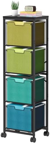 Sbanmao 4 Drawer Rolling File Cabinet, Mobile Filing Cart with Wheels Black