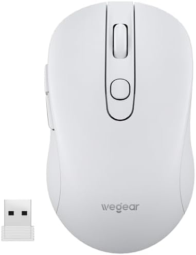 wegear USB Wireless Mouse for Laptop PC Mac, 2.4GHz Cordless Mouse-White