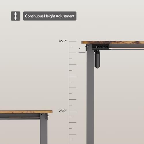 LongKe Electric Standing Desk Adjustable Height, 40x24 Inches Sit Stand up Desktop for Home Office, Ergonomic Rising Computer Table with Memory Preset,Rustic Brown