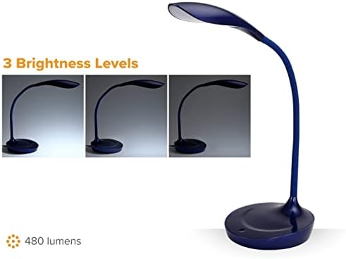 Bostitch Office LED Gooseneck Desk Lamp with USB Charging Port, 3 Dimming Levels, Touch Control, Blue (VLED1502-BLUE)