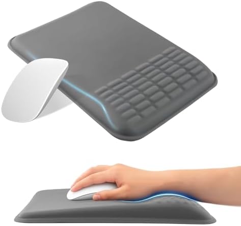 Ergonomic Mouse Pad with Wrist Rest Set, Super Soft Memory Foam Relief-Pain for Computer Keyboard, Non-Slip Arm Palm Rests Cushion PU Base for Office and Home (Classic Gray)