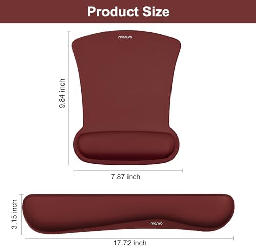 MOSISO Wrist Rest Support for Mouse Pad & Keyboard Set, Wine Red