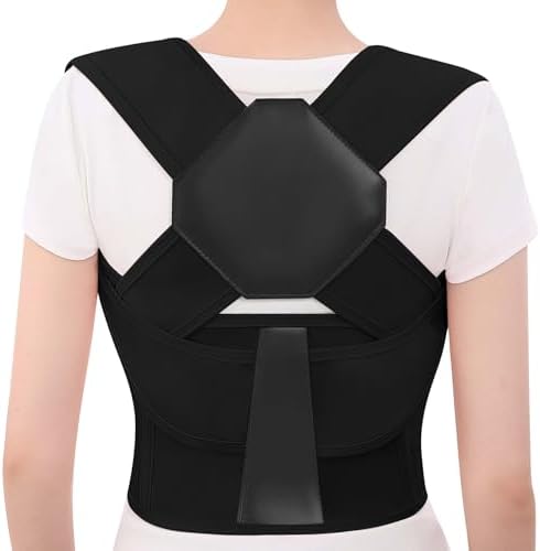 Posture Corrector for Women and Men Back Brace Upper Support Straightener Shoulder Adjustable Breathable Hunchback Pain Workout Lumbar Office Computer Daily Wear Invisible Under Clothes Black XX-Large