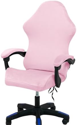 Gaming Chair Cover Set with Armrest Covers, Velvet Stretch Slipcover 1-Piece Form Fit Cover & Chair Armres Covers Included（no Chair） (Pink)