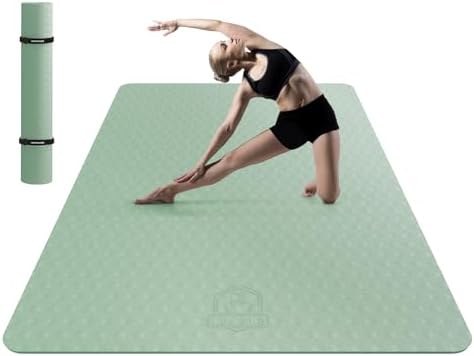 HAPBEAR Extra Large Yoga Mat - 72"x48"x6mm (1/4 inch), Non-Slip, Durable, Thick Wide Exercise Mat for Home Workouts, Yoga, Pilates, Stretching and Cardio Workouts