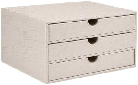 UnionBasic Document Organizer, 3-Drawer File Cabinet Document Storage Box, Office Desktop Filing Organizer, Beige