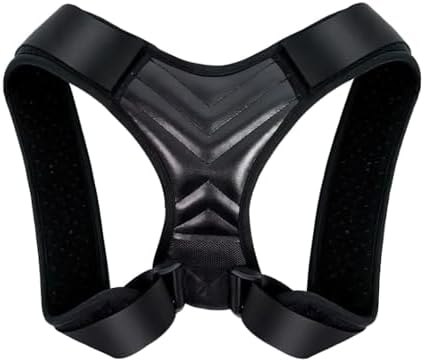 Posture Corrector Support Brace, Black Adjustable Back Straightener, Discreet Breathable Design for Spine Alignment, Upper Body Support Belt (S)